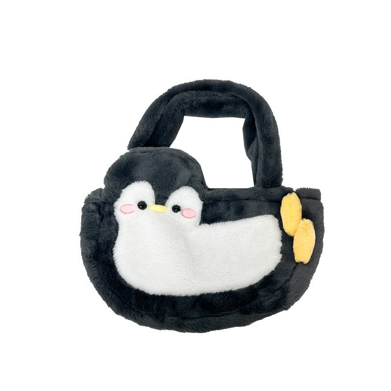 Soft Cute Sweet Lightweight Furry Penguin Childlike Funny Women's Shoulder Bag