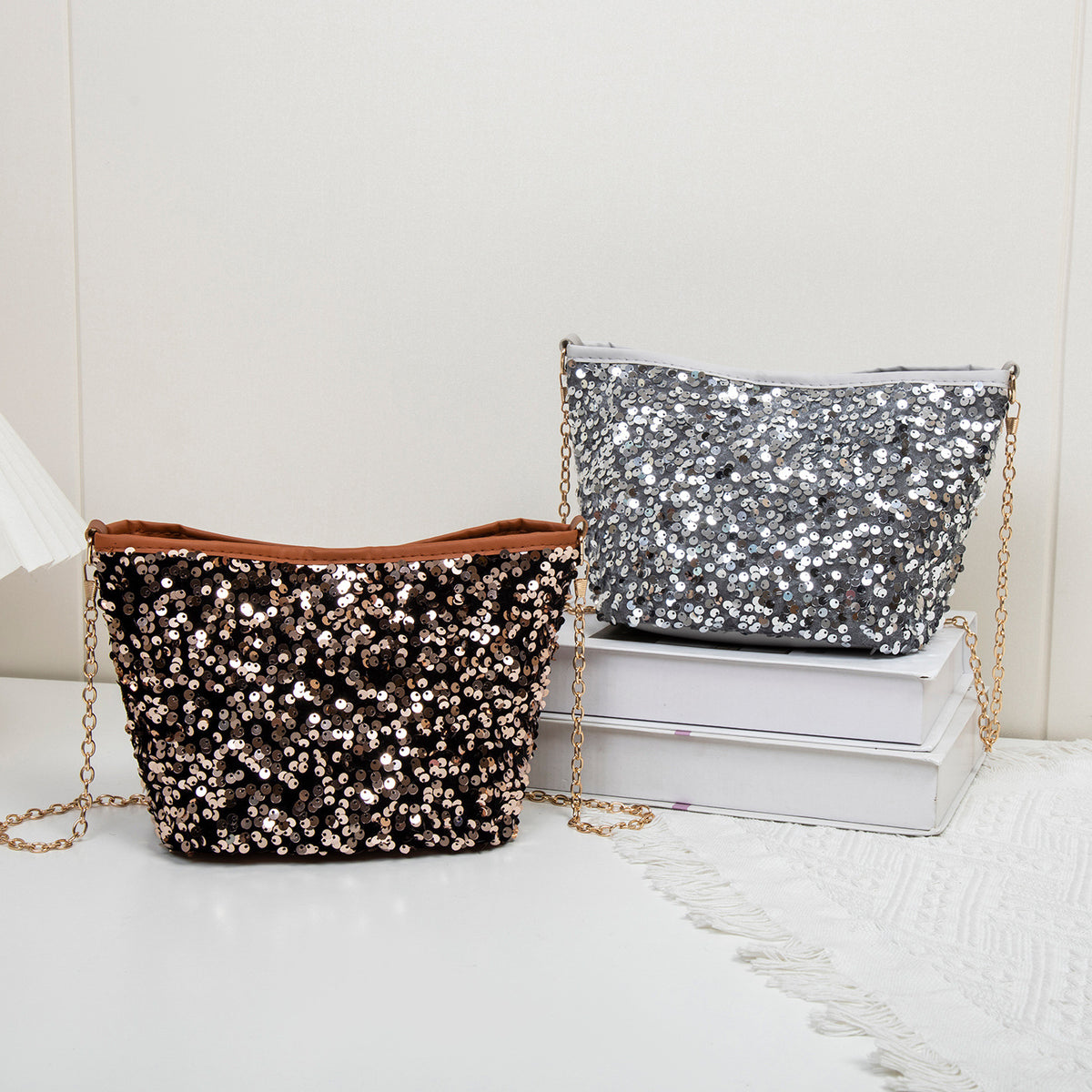 Women's Trendy Cool Sequin Summer Fashion Clutch Dinner Party Bags