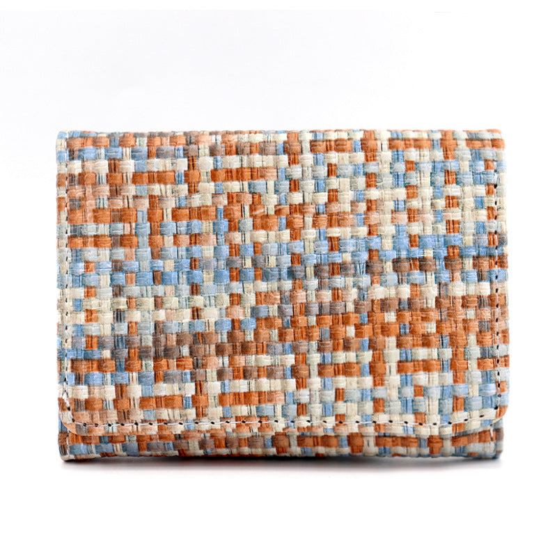 Women's Straw Pattern Folding Large Capacity Lady's Ladies Wallet