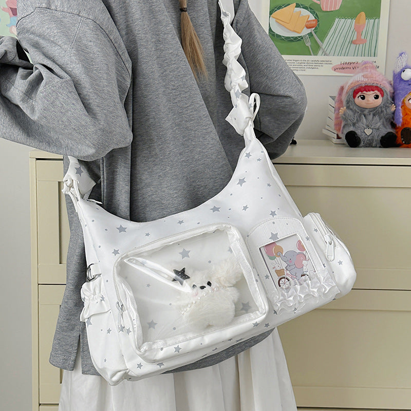 Women's Cartoon Two-dimensional Large Capacity Transparent Stitching Bags
