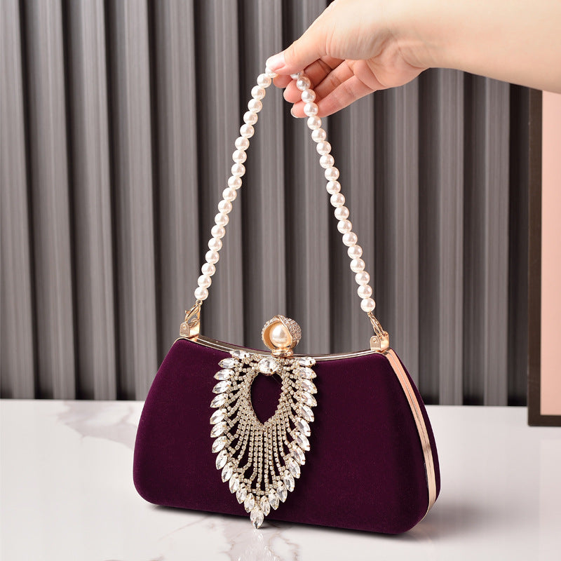 Diamond Decorations Veet Dinner Black Noble Dress Evening Bags