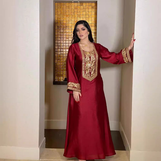 Women's Gold Sequined Gown Robe Arabic Elegant Clothing