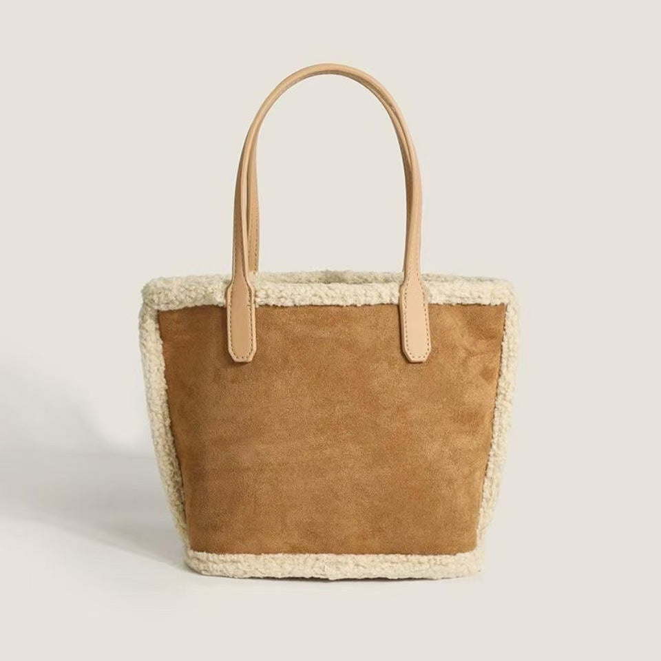 Winter Lamb Wool Versatile Large Capacity Mother Christmas Handbags
