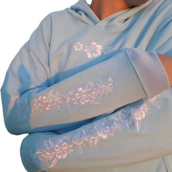 Embroidery Hooded Pullover Long Sleeve Casual Sweaters