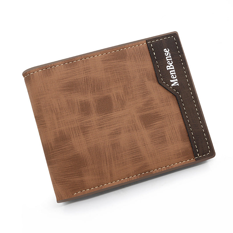 Men's Short Color Block Matte Multiple Slots Men's Wallet