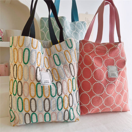 Women's Thick Material Embroidered Cotton Linen Fabric Shoulder Bags