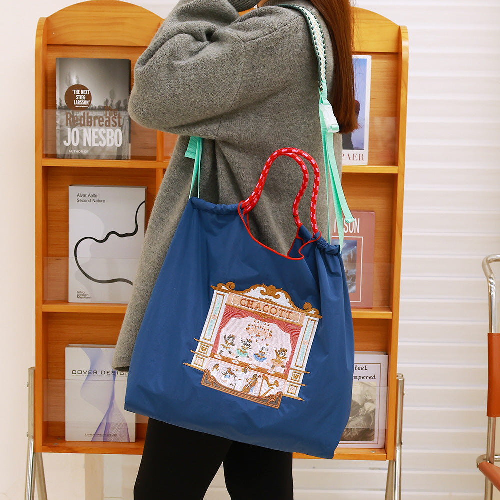 Women's Cartoon Waterproof Nylon Needle Embroidery Fashion Commuter Bags