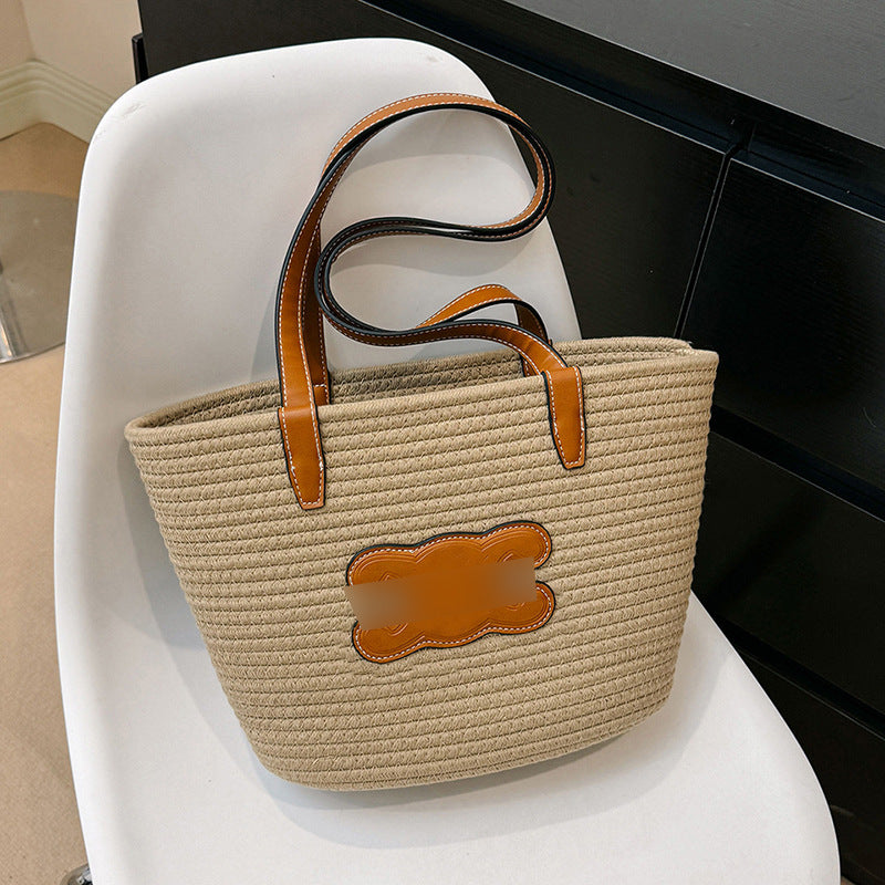 Women's French Luo Straw Woven Retro Portable Crossbody Bags