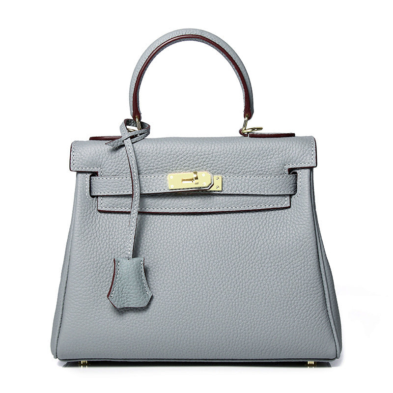 Women's High-grade Fashionable Genuine Leather Handmade Kelly First Layer Handbags