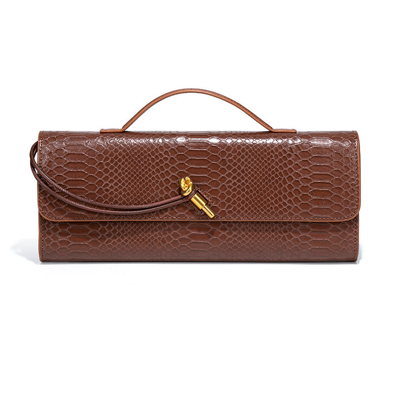 Crocodile Pattern Snake Clutch File Horizontal Crossbody Bags