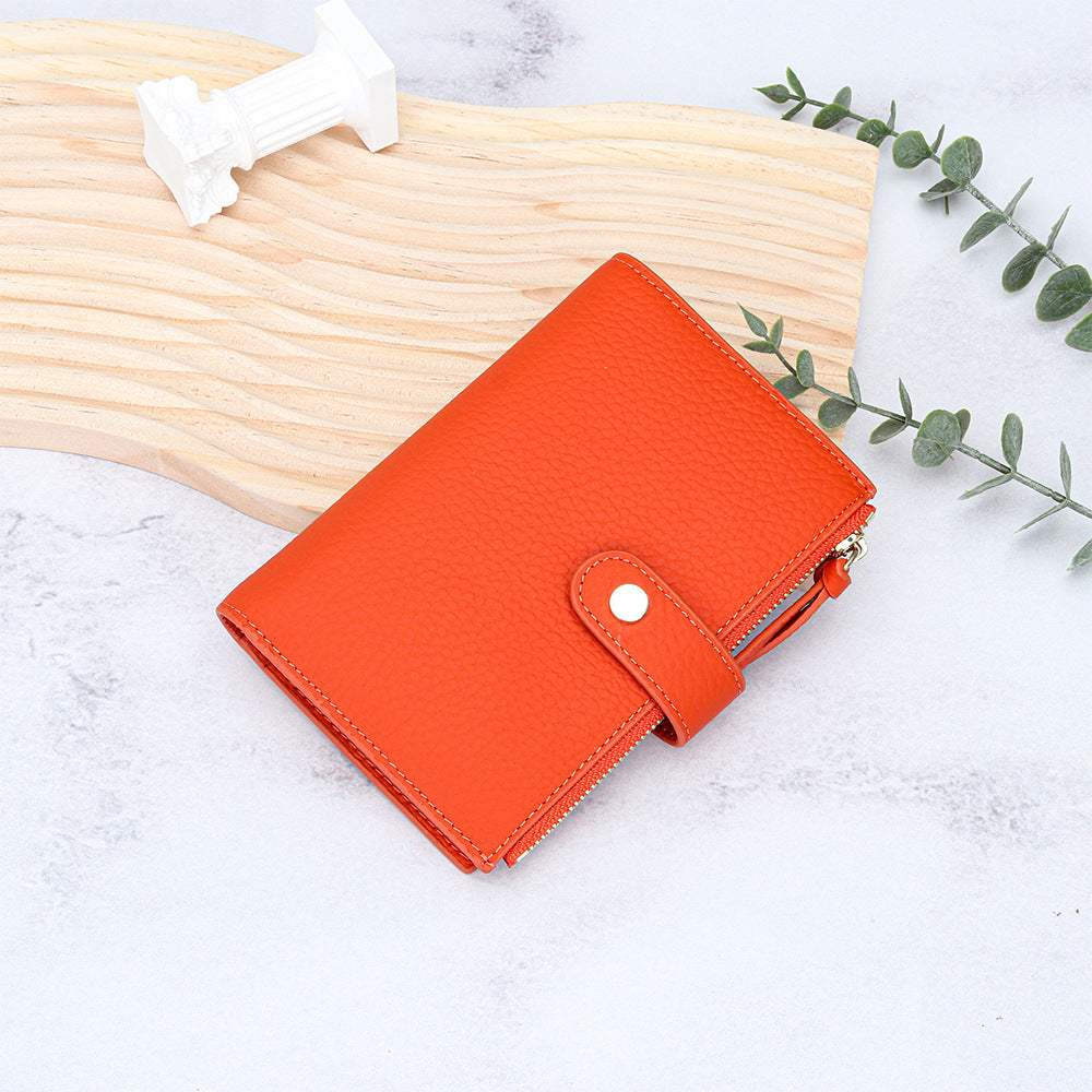 Women's Large Capacity Multiple Slots Short Cattlehide Ladies Wallets