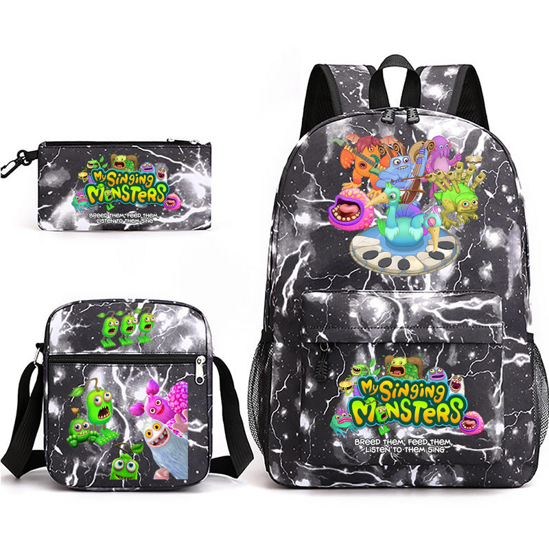 Game Monster Concert Pencil Three-piece Set Backpacks