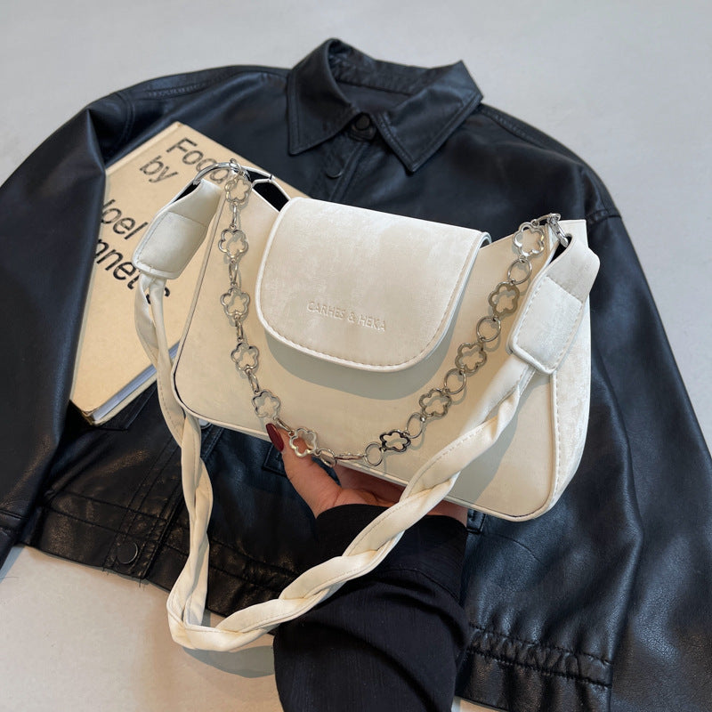 Women's Solid Color Fashion Texture Simple Western Style Korean Flower Small Square Bags