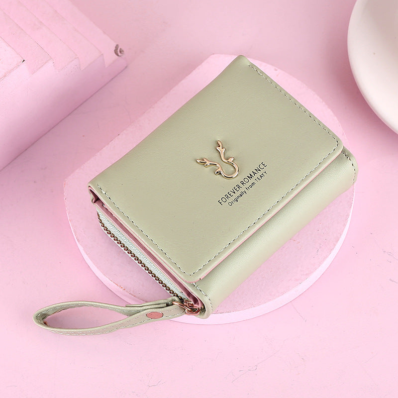 Women's Short Leather Mini Zipper Cartoon Ladies Wallet