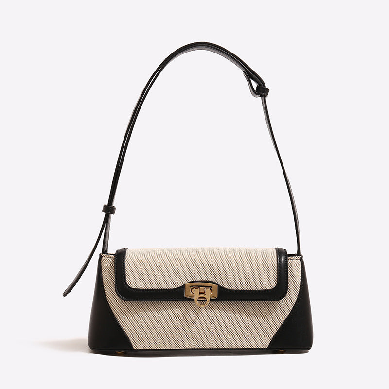 Women's French Style Summer Contrast Color Underarm Retro Hand Carrying Baguette Bags