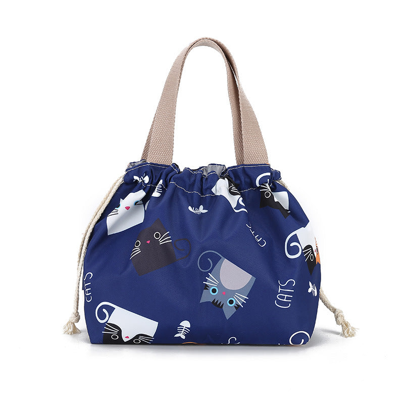 Women's Cat Drawstring Makeup Storage Waterproof Style Lunch Box Fashion Bags