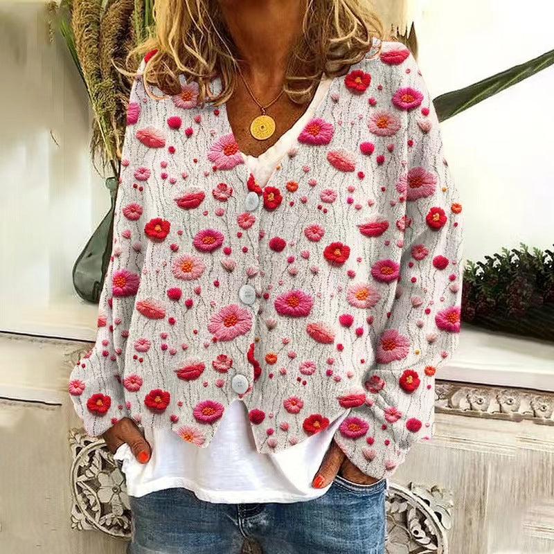 Stylish Christmas Abstract Printing Casual Cloak Sweaters
