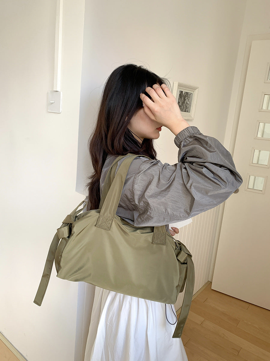 Women's Style Underarm Bow Nylon Large Capacity Shoulder Bags