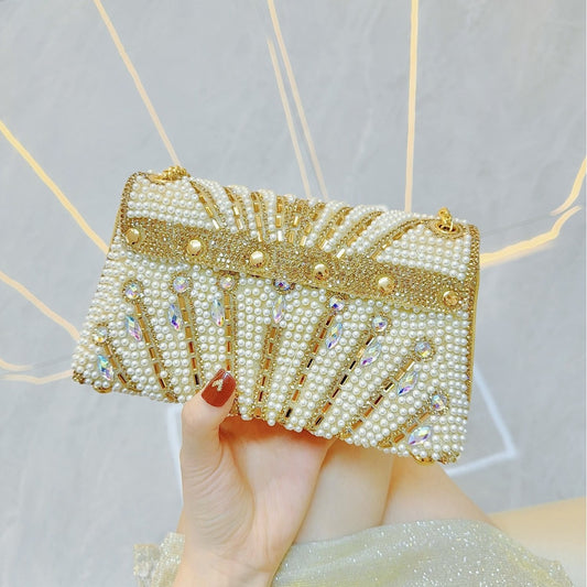 Handmade Pearl Underarm Banquet Rhinestone Clutch Bags