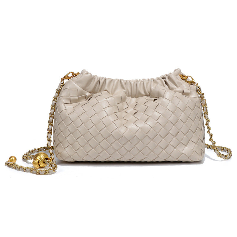 Women's Pleated Cloud Fashion Golden Ball Hand-woven Bags