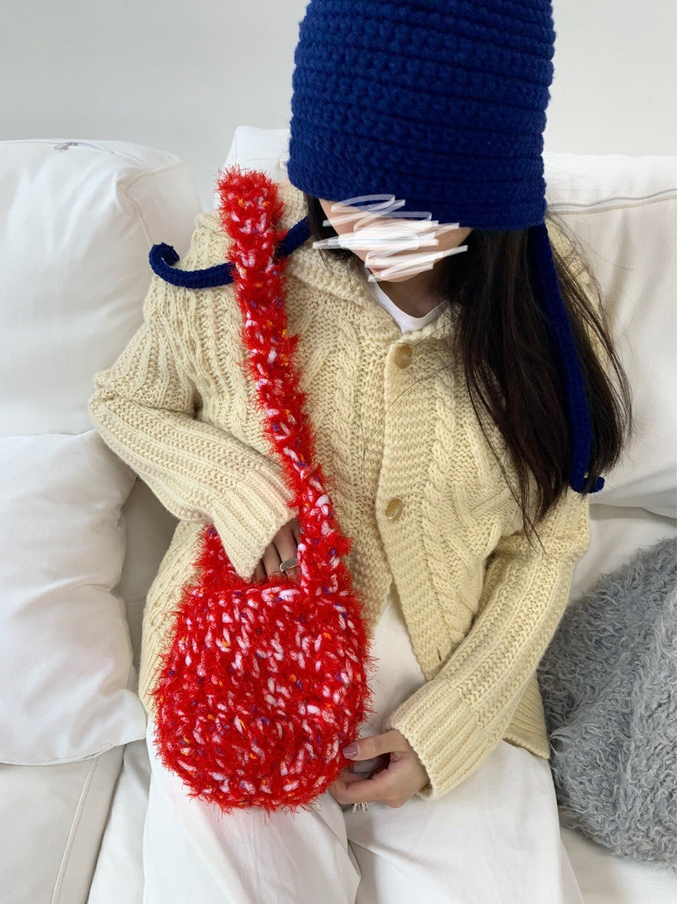 Women's Durable Design Woven Plush Finished Crossbody Bags