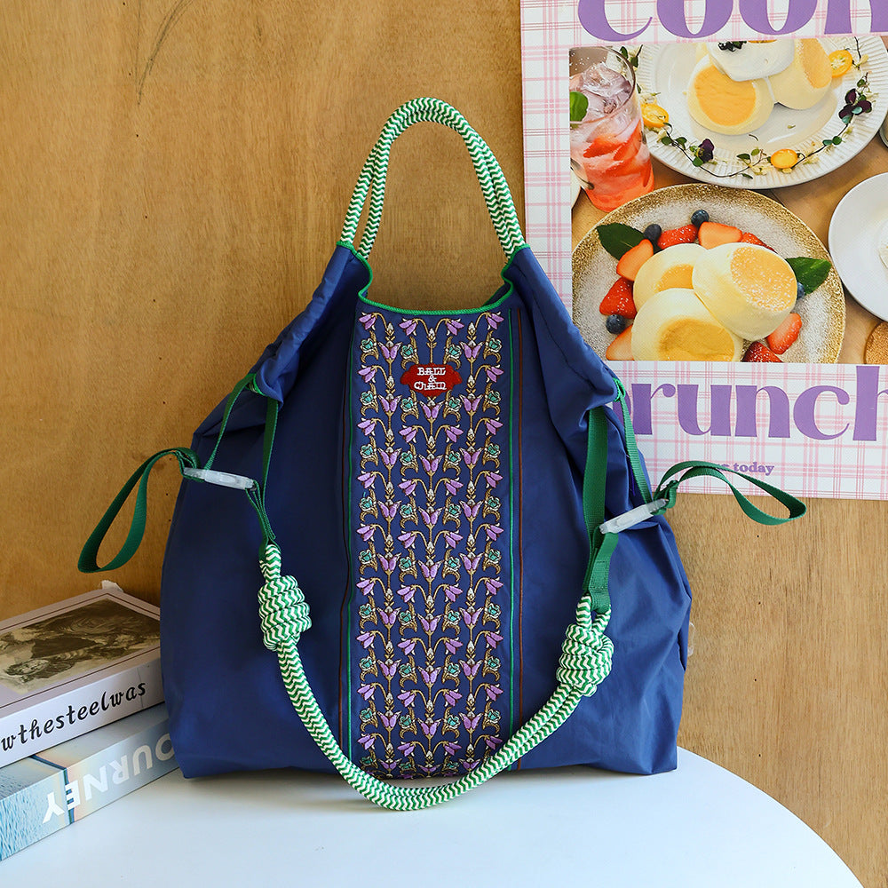 Thousand Needle Environmental Protection Waterproof Nylon Embroidery Fashion Large Capacity Women's Handbag