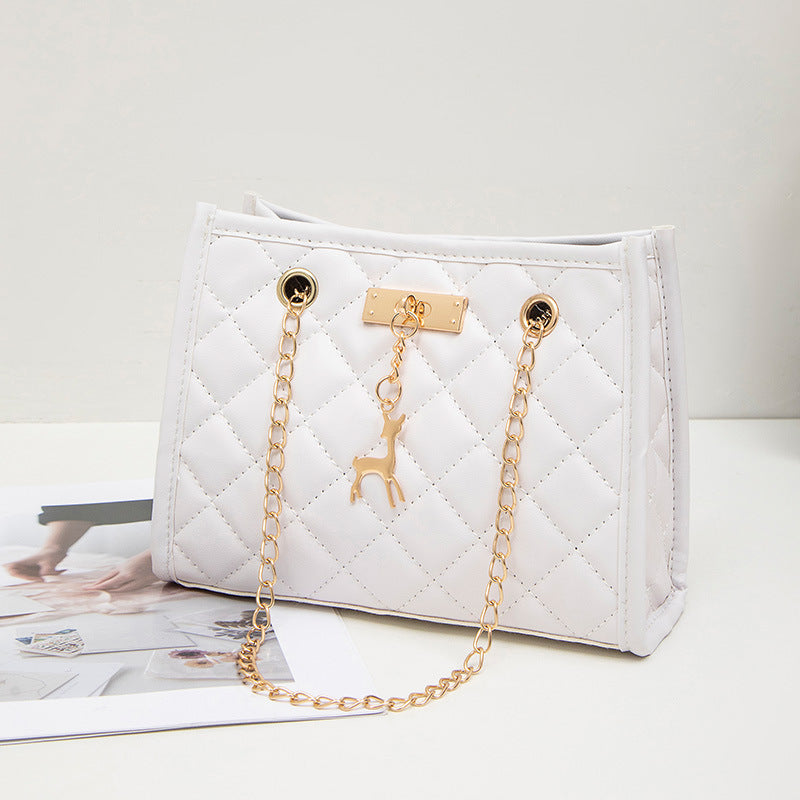Women's Deer Pendant Decorative Embroidered Rhombus Single Women's Shoulder Bag