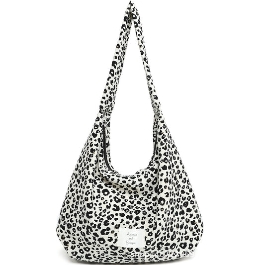 Women's Spring Leopard Print Canvas Design Large Crossbody Bags