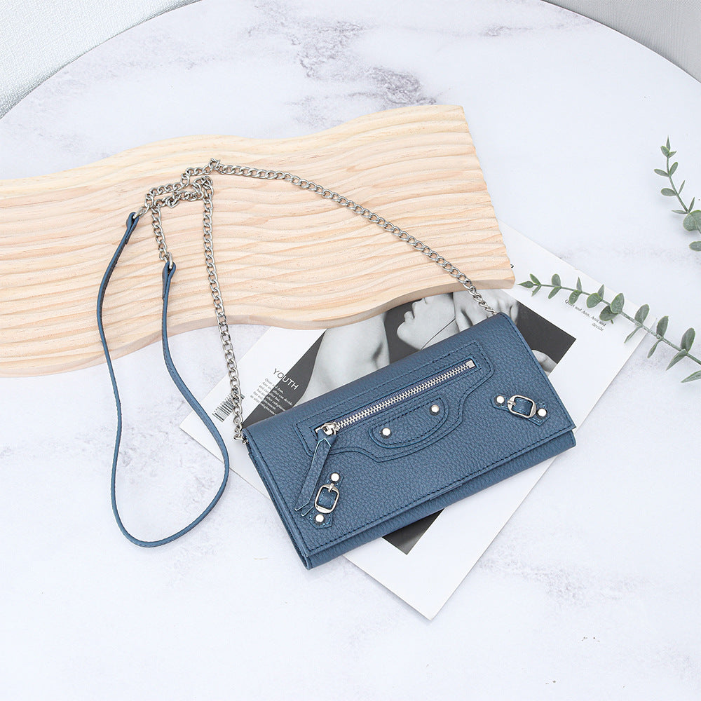 Women's Leather Motorcycle Rivet Chain Light Luxury Fashion Clutch Women's Messenger Bag
