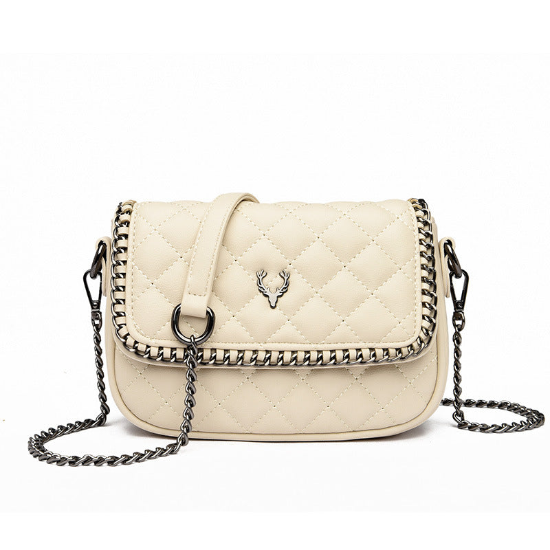 Spring Rhombus Embroidery Chain Soft Leather Shoulder Bags