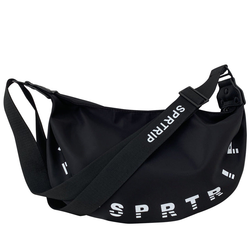 Women's Cloth Simple Letter Wide Straps Large Shoulder Bags