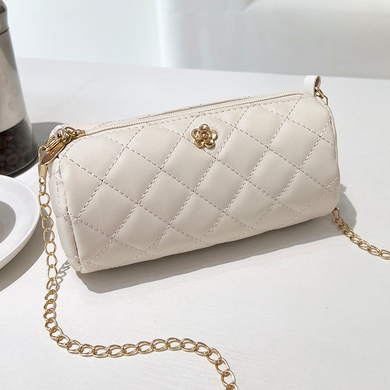Embroidered Round Fashion Simple Hardware Flower Decorative Women's Messenger Bag