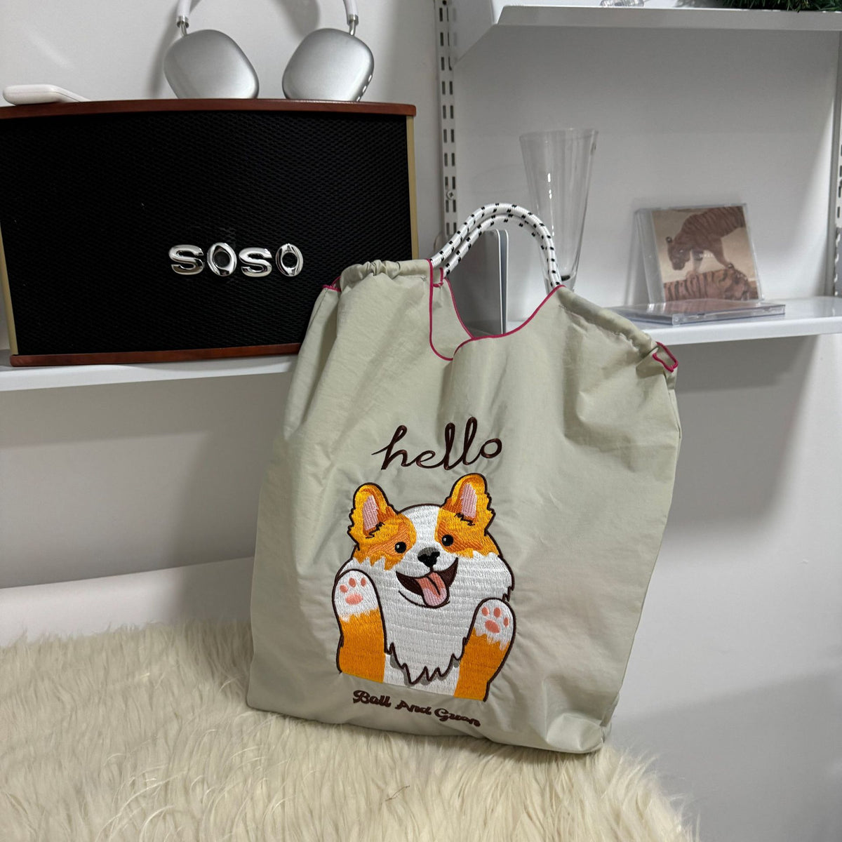 Women's Nylon Embroidered Fashion Niche Large Capacity One Women's Shoulder Bag