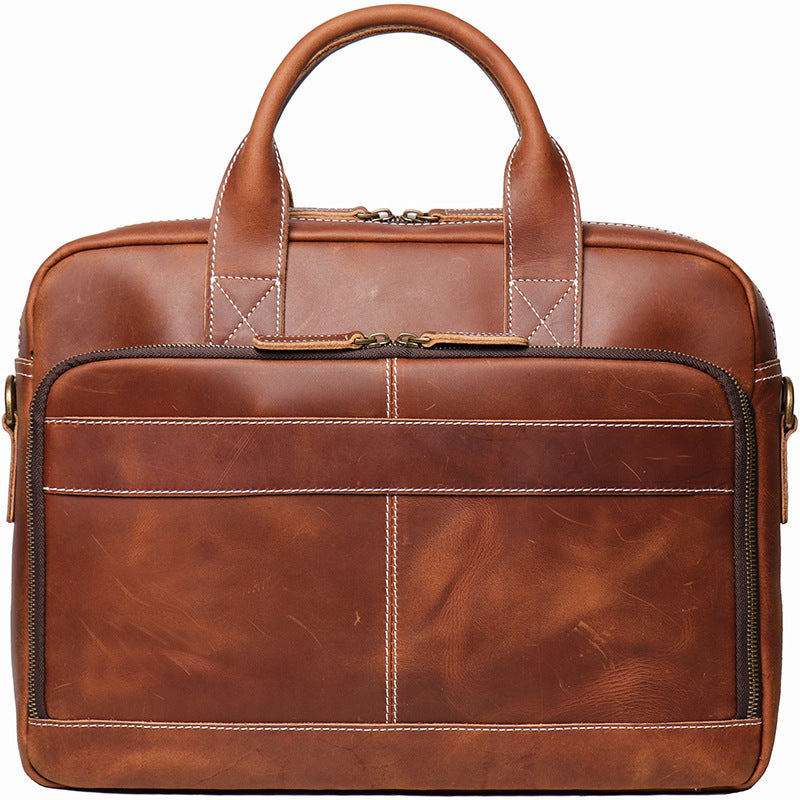 Women's & Men's Leather For Crazy Horse Large Capacity Men's Briefcases