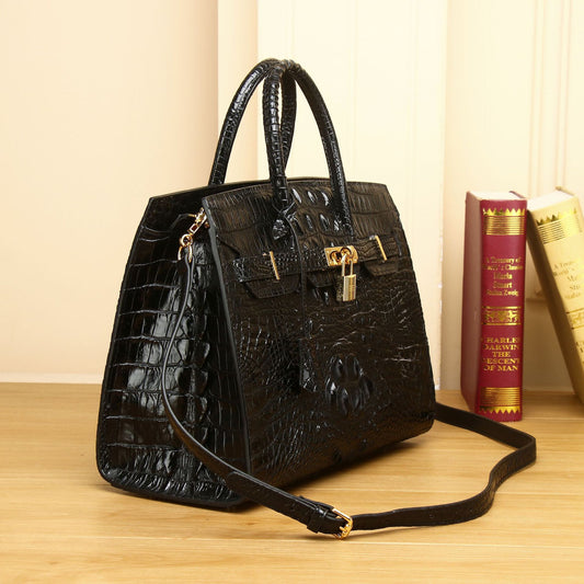 Women's Crocodile Leather Genuine Fashion Big Versatile Handbags