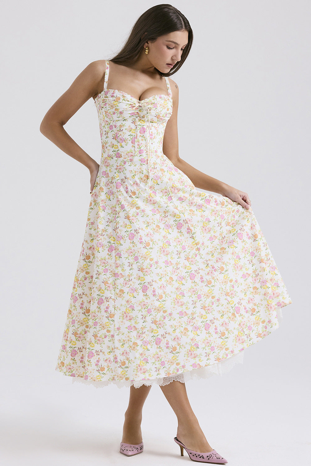Elegant Floral Series French Summer Strap Dresses