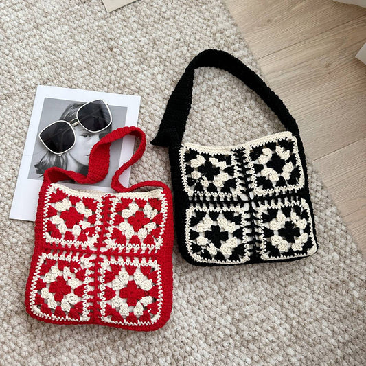 Women's Ethnic Style Crochet Woven Fashion Woolen Shoulder Bags