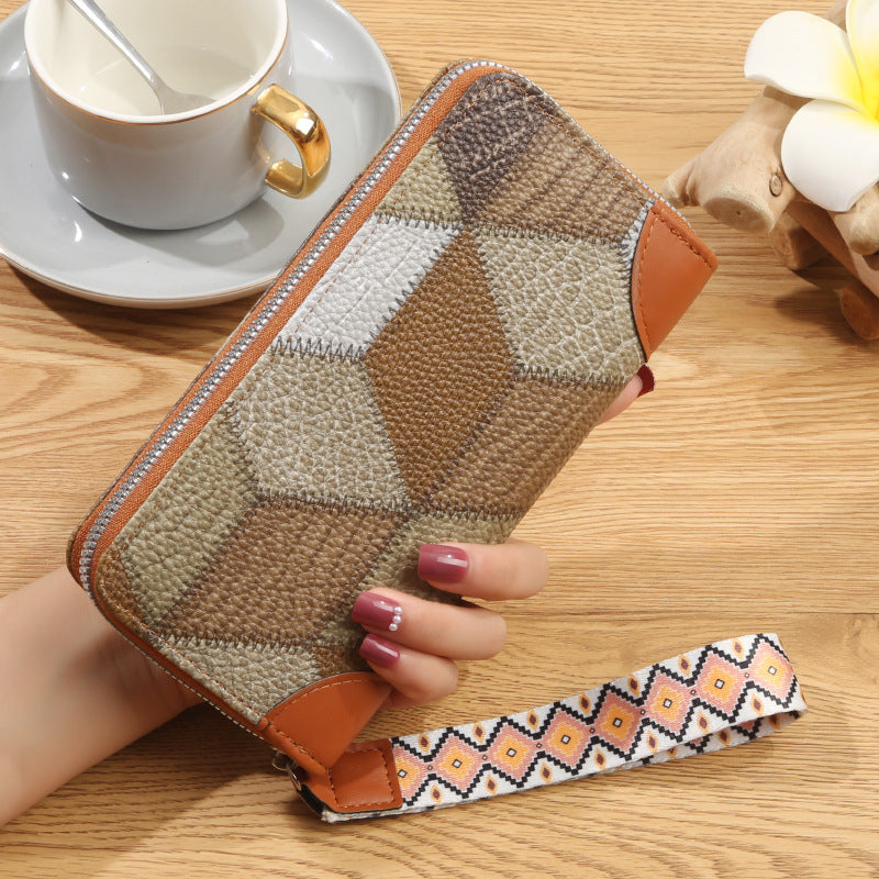 Women's Printed Plaid Contrast Color Mid-length Now Ladies Wallet
