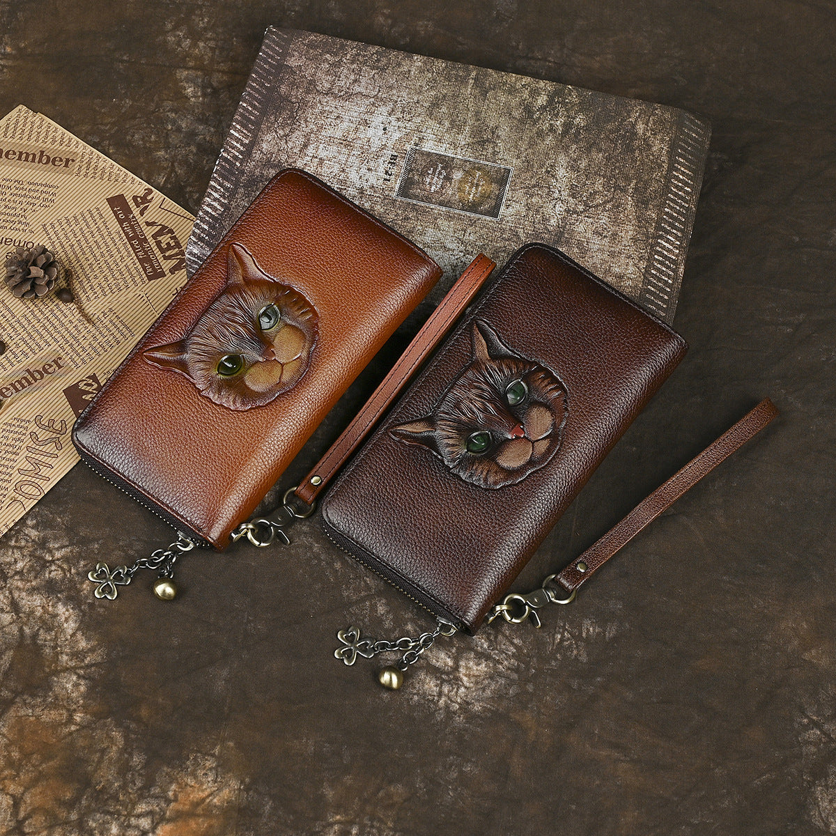 Women's Genuine Leather Clutch Trendy Vintage First Layer Bags