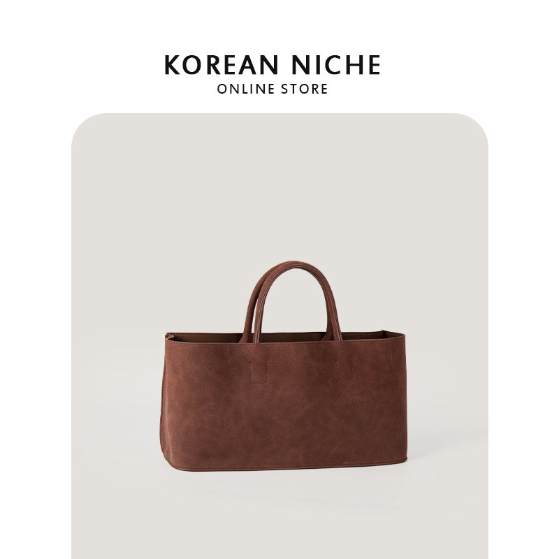 Women's Korean Niche Minimalist Suede Large Capacity Tote Bags