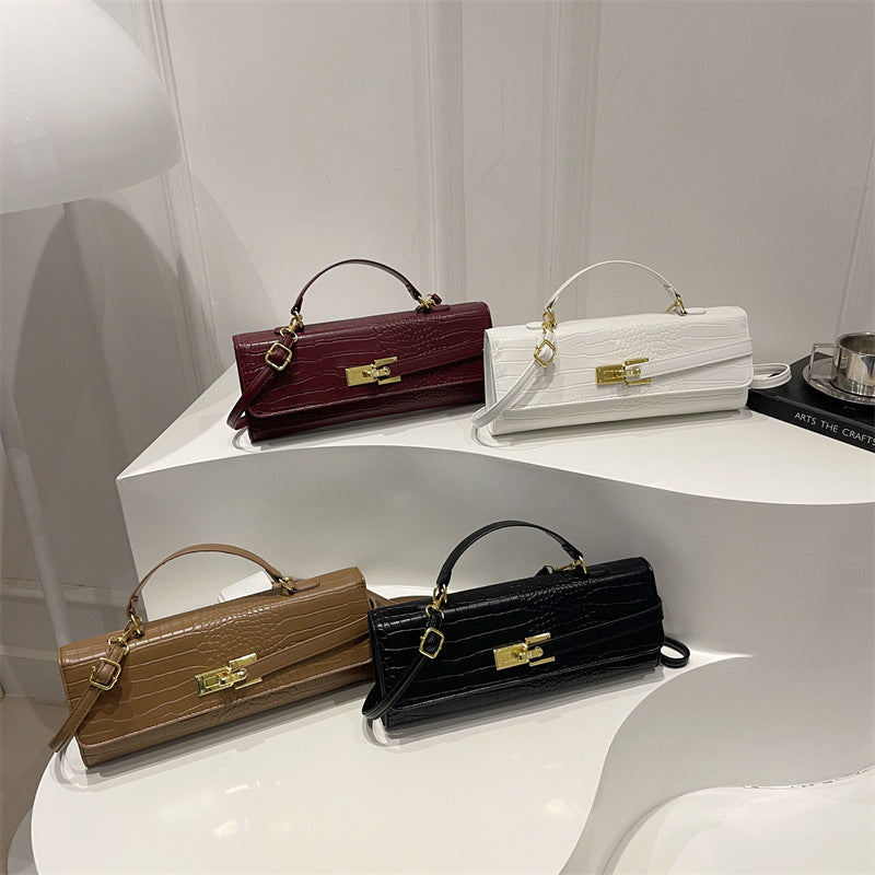 Women's Solid Color Retro Large Capacity Korean Lock
