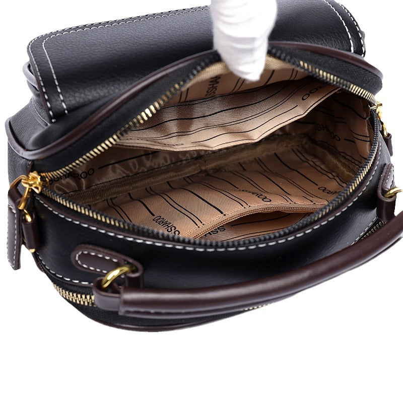 Women's Box Doctor Leather Pattern Versatile Contrast Color Bags
