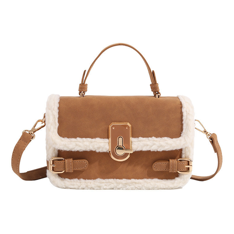 Women's Wool Plush High Sense Matte Stitching Women's Shoulder Bag