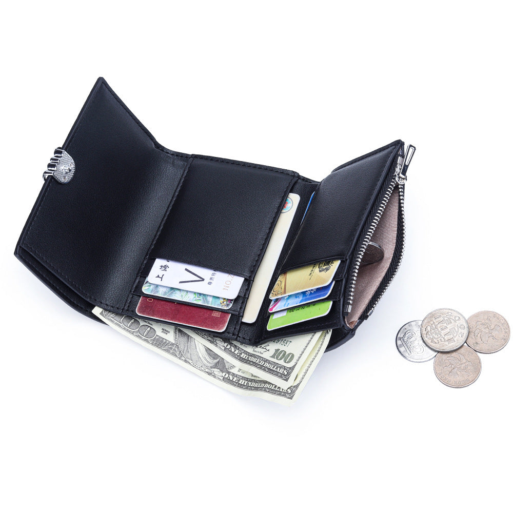 Women's Leather Short Stylish Versatile Folding Multiple Ladies Wallet