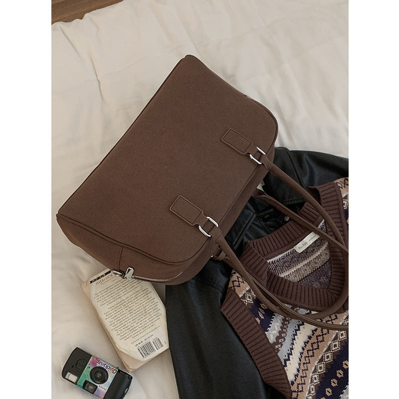 Women's Design Portable Commuter Suede Bowling Large Armpit Bags