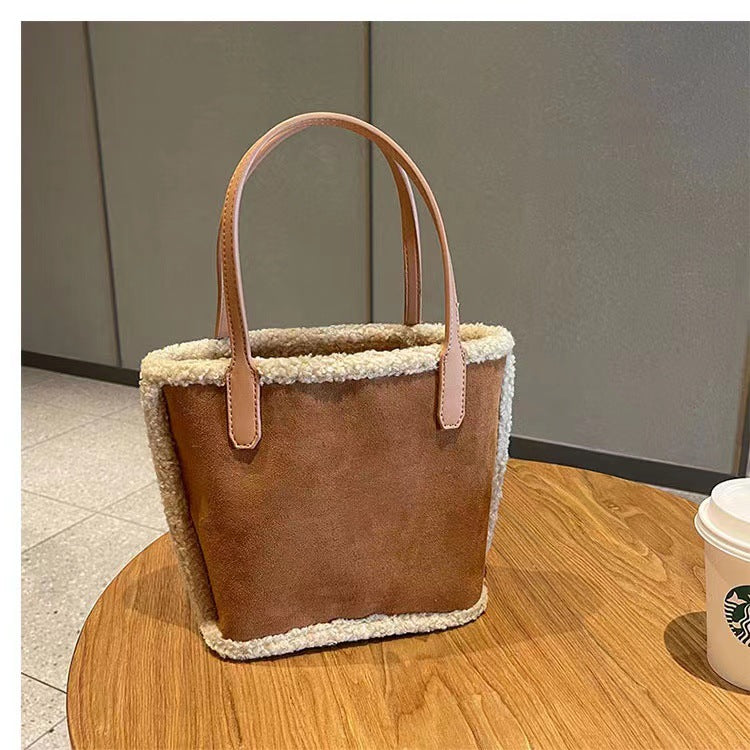 Winter Lamb Wool Versatile Large Capacity Mother Christmas Handbags