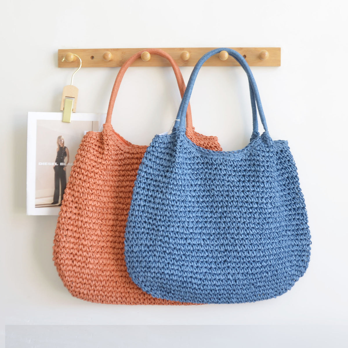 Capacity Straw Simple Style Commuter Hand Women's Shoulder Bag