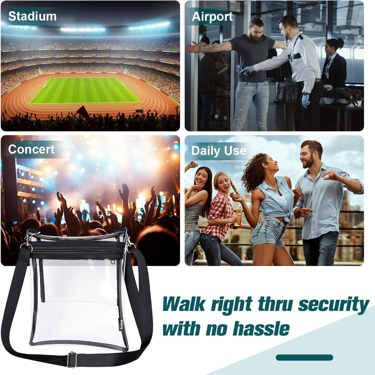 Women's Transparent Gel Stadium Stand Lightweight Bags