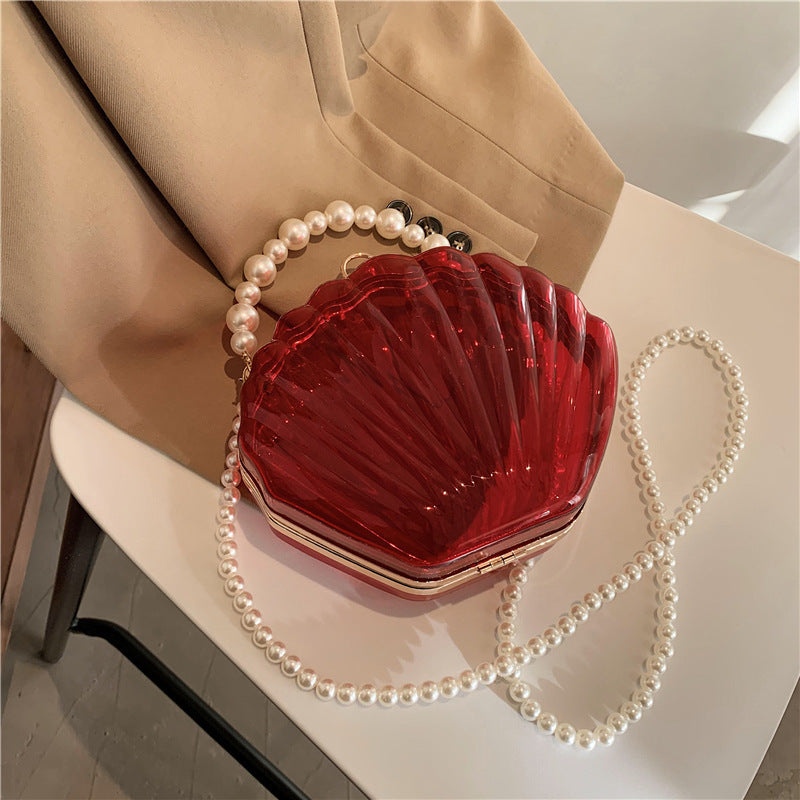 Beaded Clip Shell Pearl Chain Acrylic Shoulder Bags