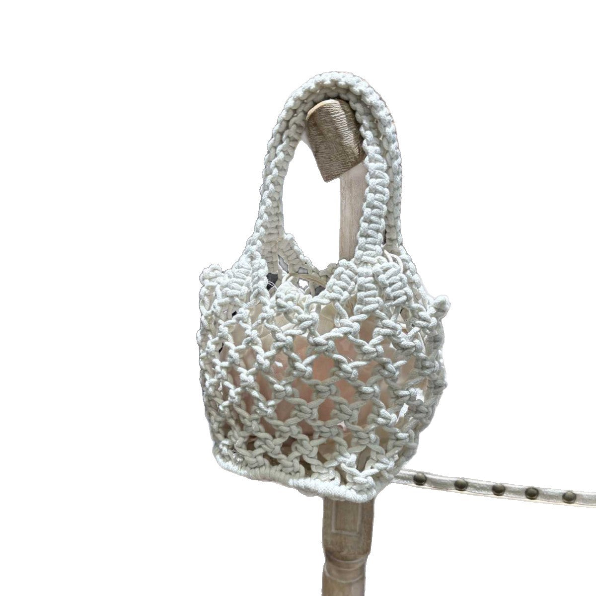 Cute Texture Solid Color Round Hand-woven Handbags